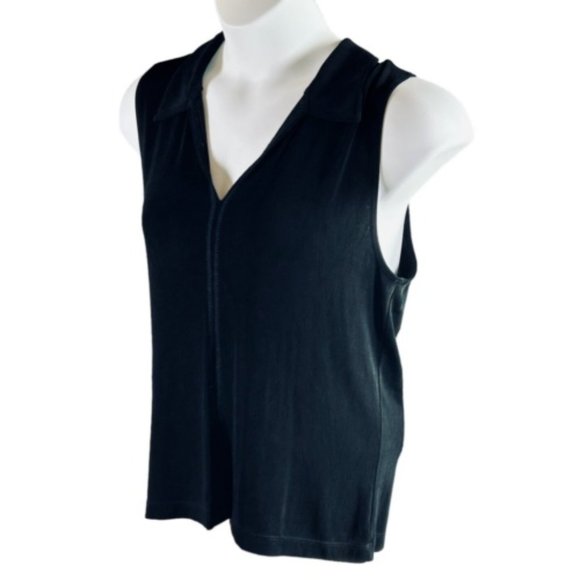 Chico's Travelers Size 3 (US XL) Liquid Slinky Collared Tank Top Shell Black - Picture 2 of 7